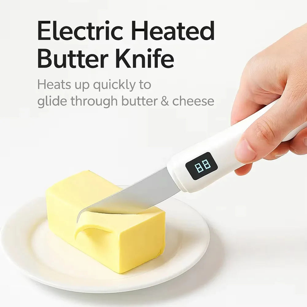 Rechargeable Electric Butter Knife Stainless Steel Blade USB Type-C Charging White