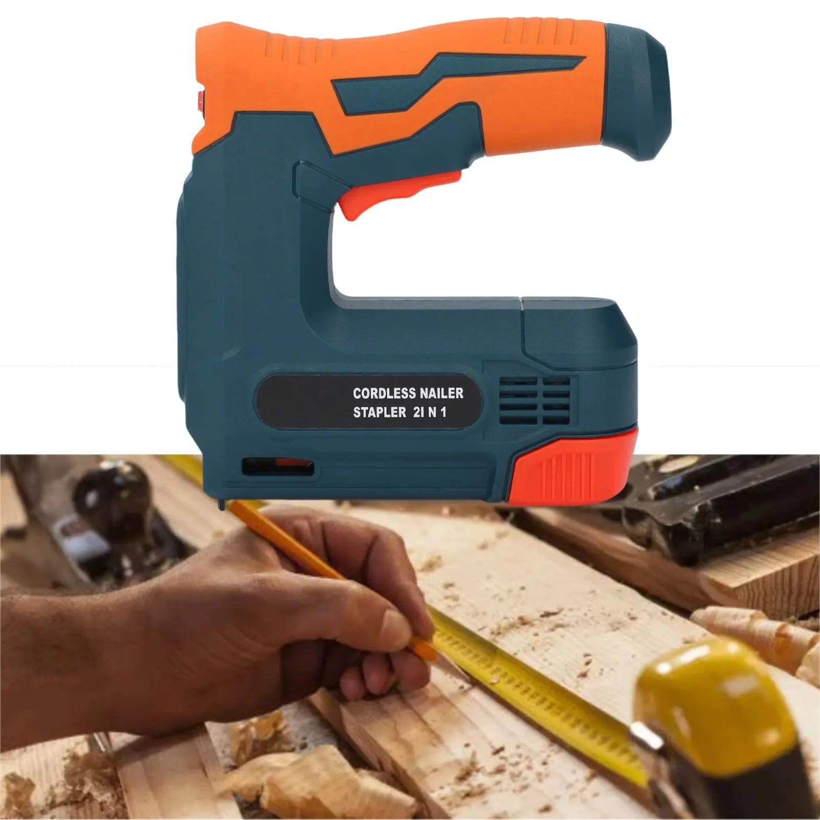 Portable Cordless Electric Staple Gun 2000mAh Rechargeable Nail Stapler with 6mm & 10mm Staples USB Charging