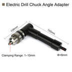 Right Angle Drill Attachment 90 Degree Adapter with 0.8-10mm Chuck for Wood and Metal Drilling