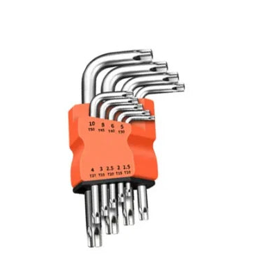 9-Piece Torx Star Wrench Set L-Shape Dual End Allen Key Spanner Kit for Automotive Bicycle Repair
