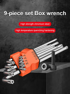 9-Piece Torx Star Wrench Set L-Shape Dual End Allen Key Spanner Kit for Automotive Bicycle Repair