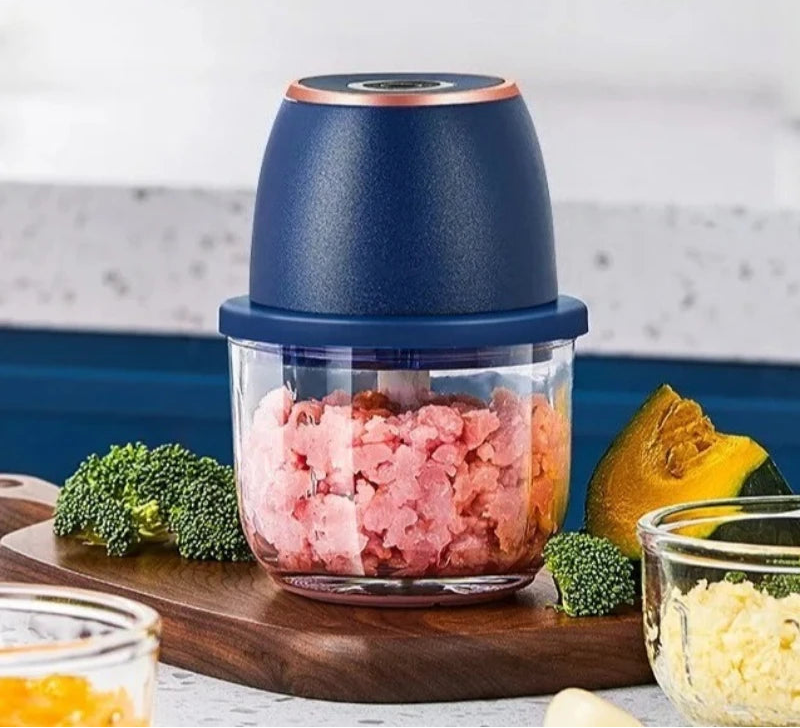 Electric Food Processor 350ml USB Rechargeable Mini Vegetable Chopper with 6 Stainless Steel Blades