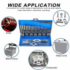 Tap and Die Set 32 Piece Metric Threading Tool Kit with Wrenches Pitch Gauge and Metal Case