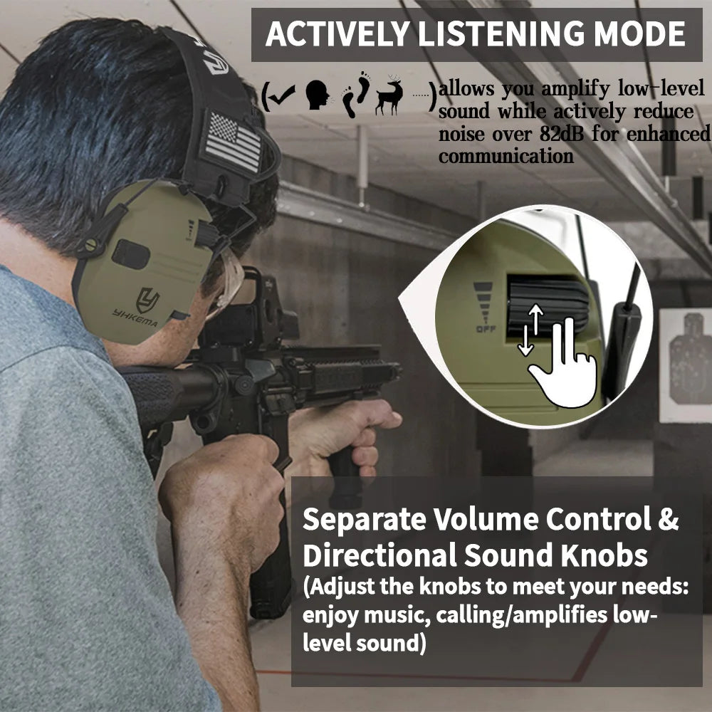 Electronic Noise Reduction Earmuffs 23dB Adjustable Sound Amplification Headset with AUX Input