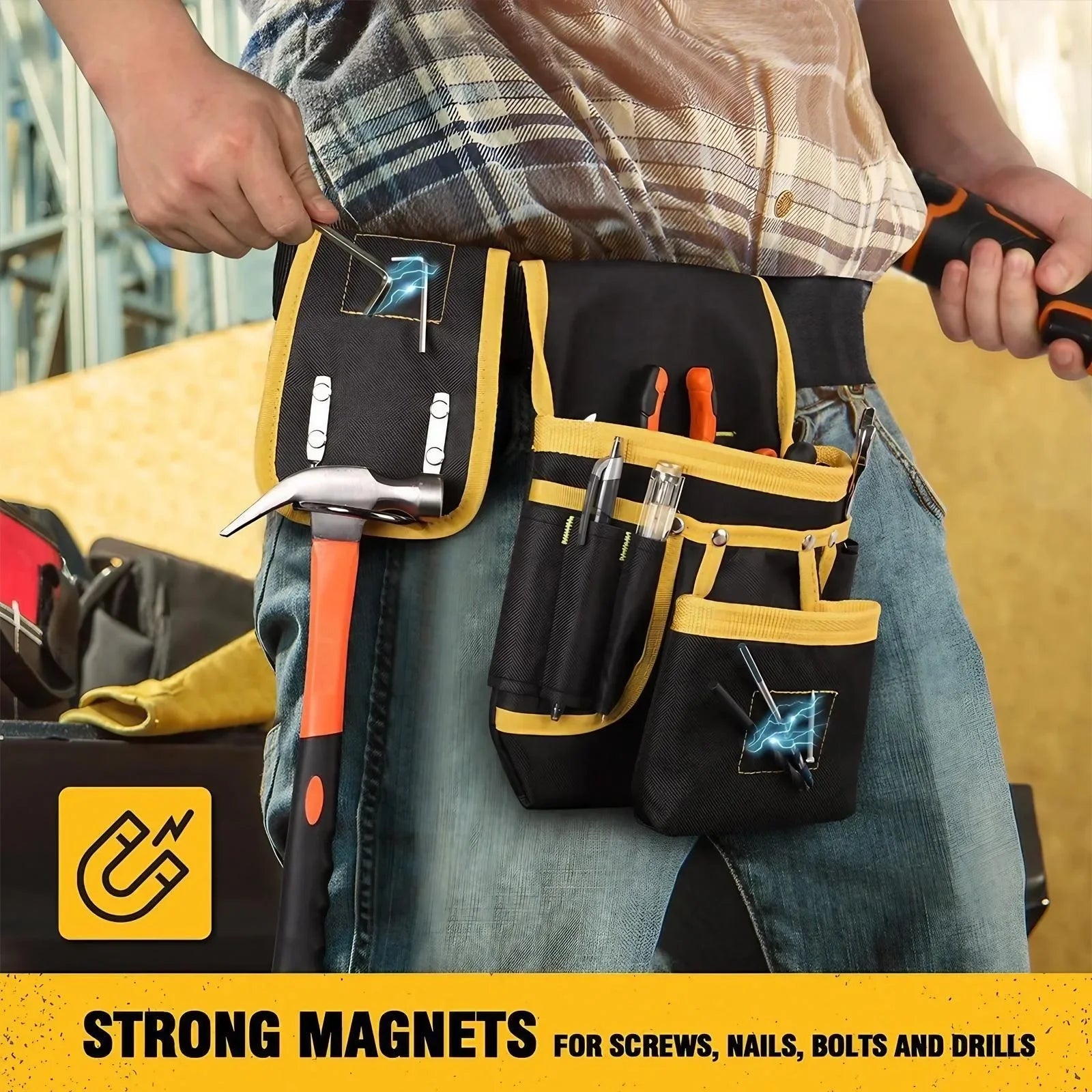 Heavy Duty Tool Belt 26 Pocket Adjustable Waist Pouch for DIY Trades and Workshop Use