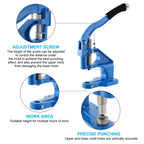 Manual Leather Rivet Hand Press Machine with Double Cap Rivet Dies and Eyelet Tools