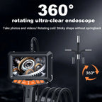 Portable 1080P Inspection Camera with Screen Waterproof 360 Degree Borescope
