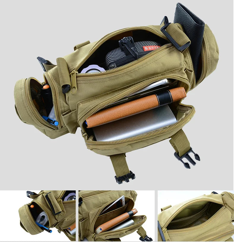 Multi Function Tactical Waist Bag Waterproof Nylon Outdoor Utility Pack for Hiking Camping and Sports