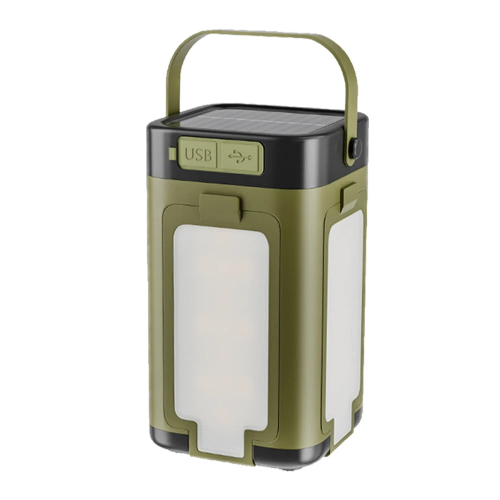 2-in-1 Foldable Camping Lantern and Power Bank Rechargeable LED Light with Handle for Hiking