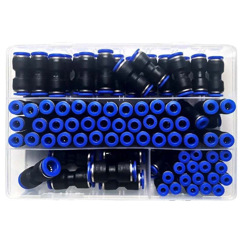 Air Hose Quick Connect Fittings Kit for PU and Nylon Tubing Pneumatic Push to Connect Air Line Set