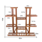 11 Tier Wood Plant Stand Carbonized High Widen Pot Display Shelf Holder Flower Shop Office Garden Indoor Outdoor Decor