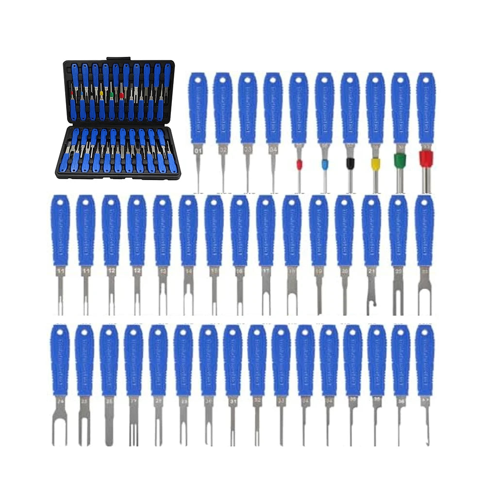 Terminal Removal Tool Kit 41 Piece Multi-Function Electrical Connector Depinning Set with Storage Case