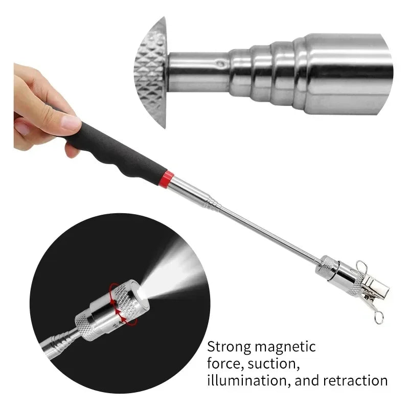 Telescopic Magnetic Pickup Tool with LED Light Portable Extendable Pen for Screws Nuts Bolts Metal Parts
