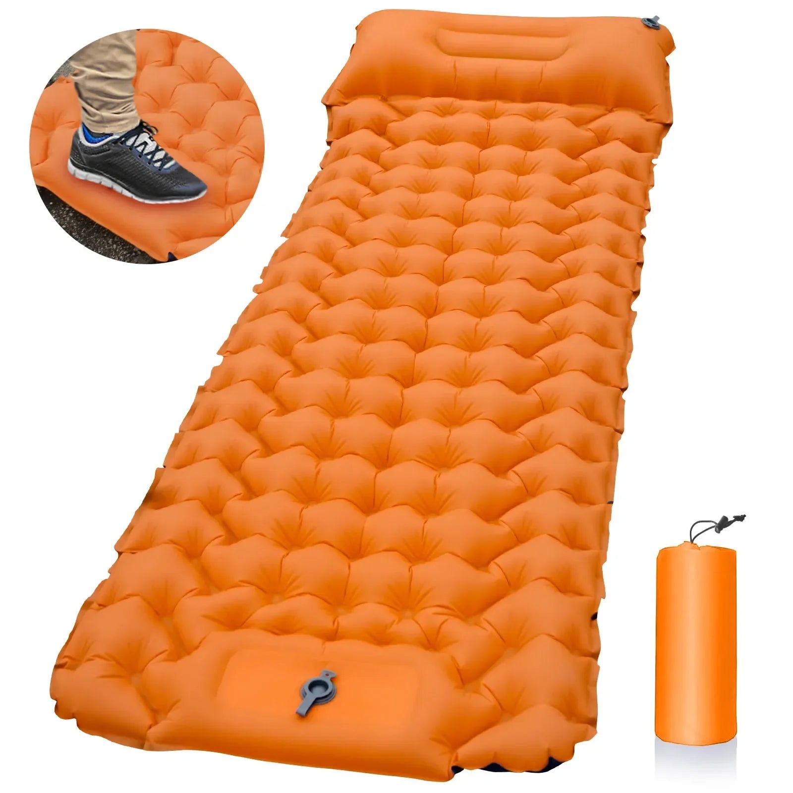 Portable Camping Inflatable Mattress with Built-in Pump, Waterproof Folding Outdoor Mat with Carry Bag