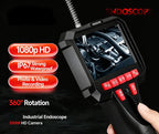 360 Articulating Borescope 1080P 6mm 4.5inch LCD Monitor Industrial Inspection Camera Diesel Engine Inspection Pipeline Aviation