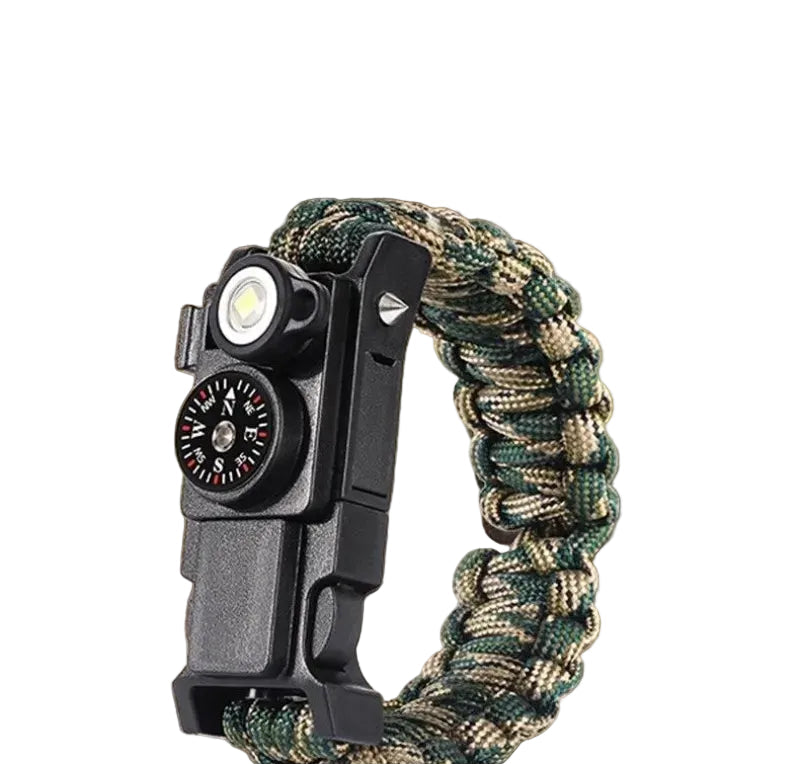 Paracord Survival Bracelet 13-in-1 Outdoor Multi Tool with LED Light Compass and Fire Starter