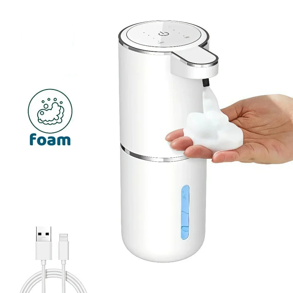 Rechargeable Automatic Foam Soap Dispenser 400ml with Sensor Operation and USB Type-C Charging