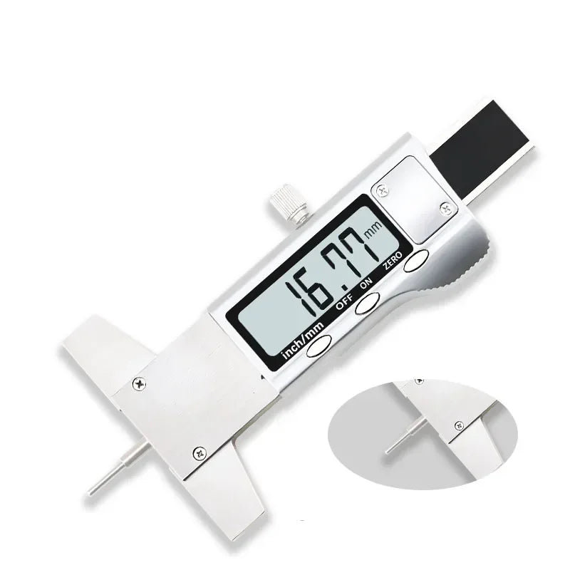 Digital Tyre Tread Depth Gauge 0-25mm LCD Stainless Steel Measuring Tool for Vehicle Maintenance