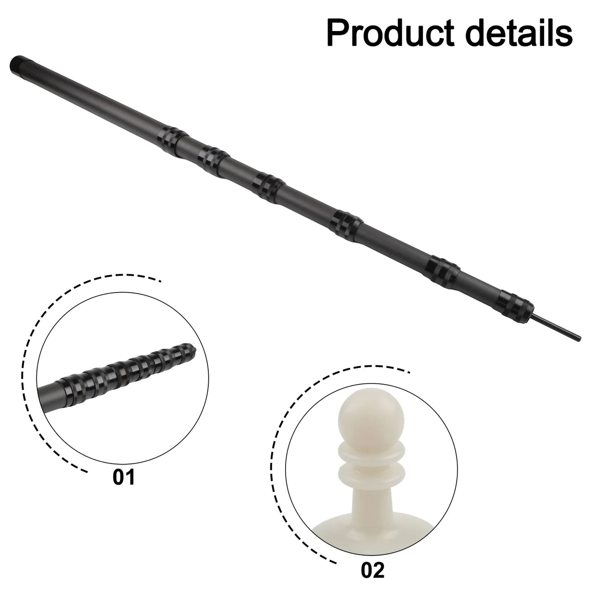Adjustable Carbon Fiber Tarp Pole Lightweight Telescopic 5-Section Canopy and Awning Support