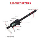 Portable Digital Vernier Calliper Stainless Steel Precision Measuring Tool with LCD Screen 150mm-300mm Range