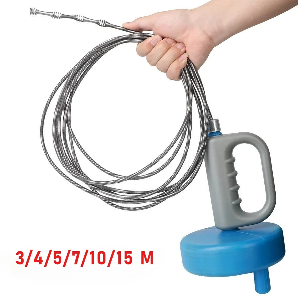 Portable Manual Drain Auger Pipe Cleaner with Flexible Steel Cable for Kitchen Sink, Bathroom and Sewer