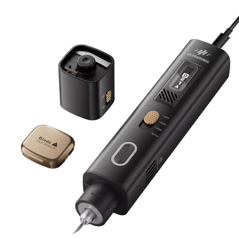 Portable 2-in-1 Ultrasonic Cutting and Polishing Tool 35kHz Precision Engraving Cutter with LED Light