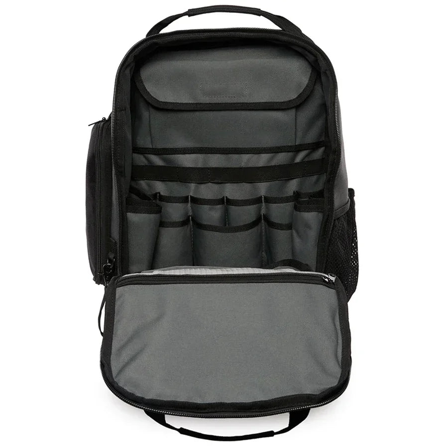 Heavy Duty Tool Backpack with Rugged Base 31 Pocket Tool Organizer Bag for Electricians Technicians