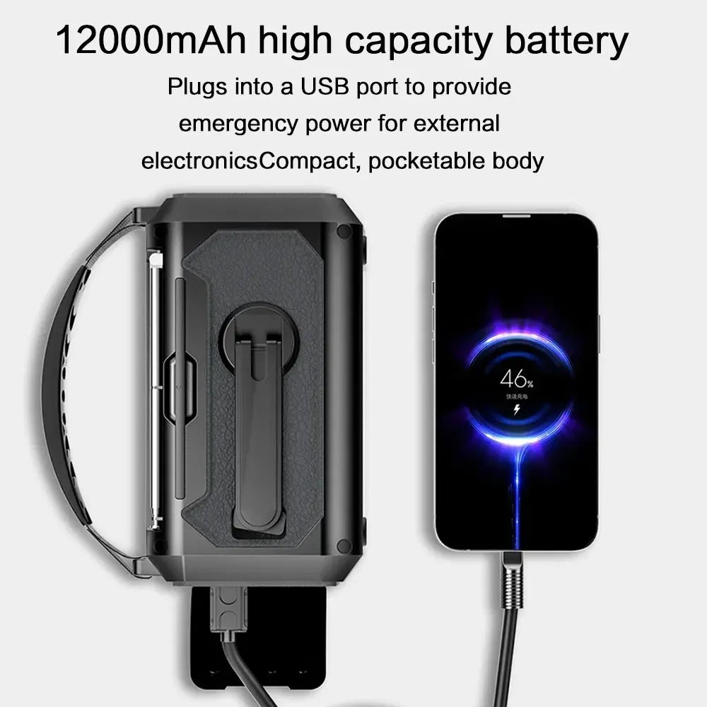 Rechargeable Solar Emergency Radio 12000mAh Portable AM FM Radio with Hand Crank Flashlight and Lamp