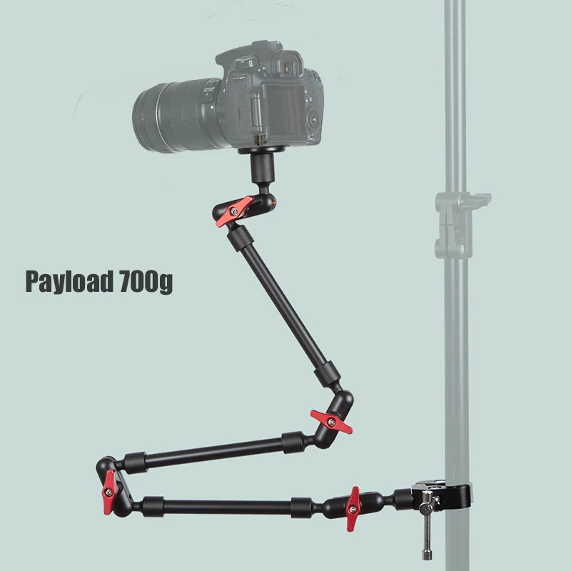 Adjustable Camera Magic Arm with Desk Clamp and Phone Holder 81cm Aluminum Mount for Cameras and Webcams
