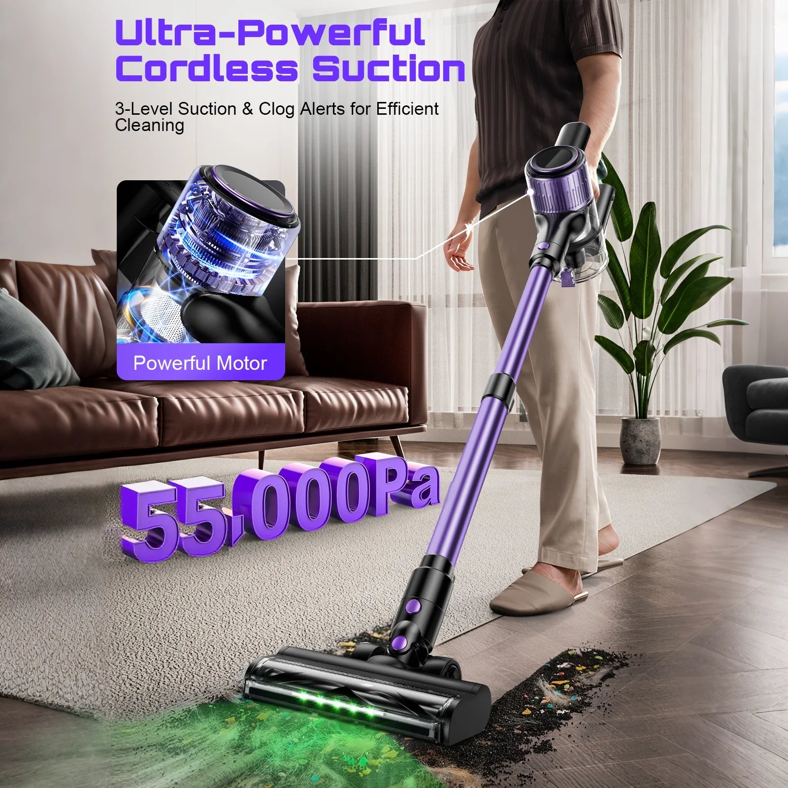 Portable Cordless Vacuum Cleaner 10-in-1 Lightweight Bagless Vacuum for Home Carpet Car Cleaner