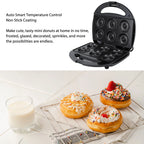 Portable Mini Donut Maker Machine 750W with Non-Stick Plates and Double-Sided Heating