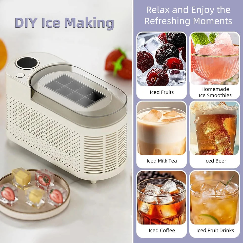 Portable Countertop Ice Maker Machine 120W Fast Freezing 8 Cubes Per Cycle for Home Office Camping