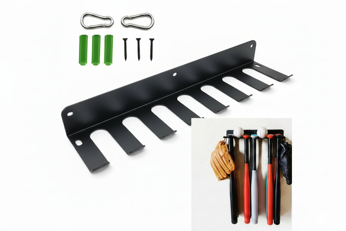 Wall Mounted Gym Organizer Iron Storage Rack with Hooks for Resistance Bands and Skipping Ropes