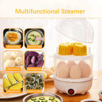 Electric Egg Steamer Double Layer 14 Egg 350W Multi-Function Food Steamer with Auto Power Off