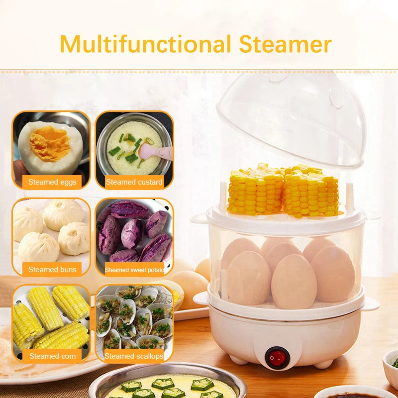 Electric Egg Steamer Double Layer 14 Egg 350W Multi-Function Food Steamer with Auto Power Off