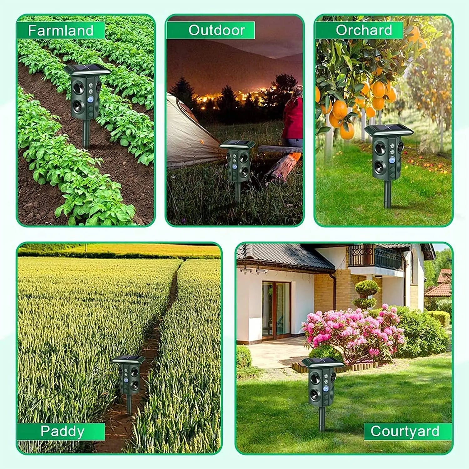 Solar Powered Ultrasonic Animal Repellent for Garden Yard and Outdoor Areas Portable Pest Deterrent