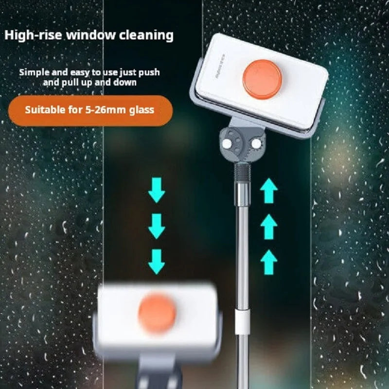 Double-Sided Magnetic Glass Cleaner with Adjustable 5-35mm Telescopic Rod