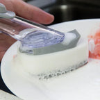 Multi-Function Dish Cleaning Brush with Soap Dispenser Scraper and 2 Sponge Heads
