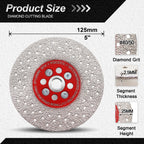 Diamond Cutting Disc 125mm M14 Thread 40-50 Grit Grinding Blade for Tile Marble Granite Ceramic