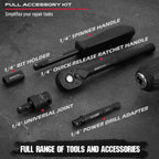 64 Piece 1/4" Drive Socket Wrench & Bit Set with Deep and Shallow Sockets Cr-V Steel Tool Kit