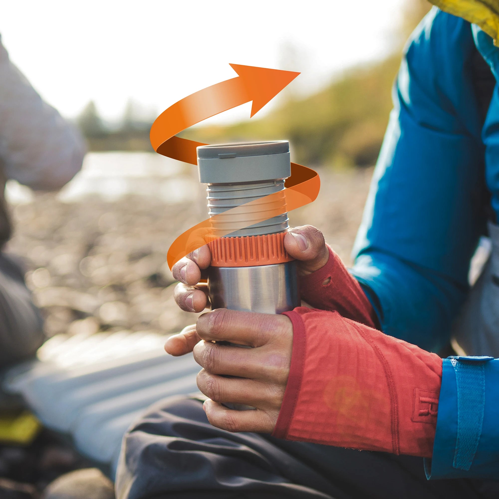 Portable Vacuum Pressure Coffee Maker with Insulated Travel Mug Stainless Steel Hand Powered Coffee Brewer