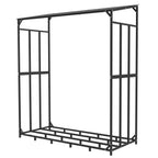 Outdoor Metal Firewood Storage Rack with Top Cover Heavy Duty Log Holder Stand