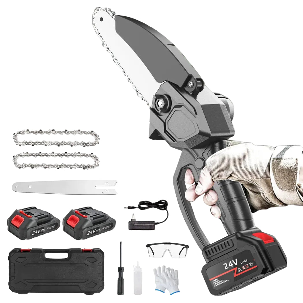 Cordless Electric Pruning Saw 24V 6 Inch with Dual 3000mAh Batteries Storage Case and Accessories