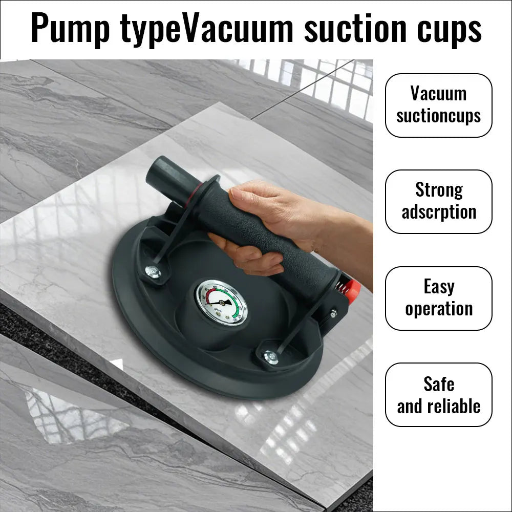 Industrial 20cm Vacuum Suction Cup with Pressure Gauge Manual Lifting Tool for Glass and Stone