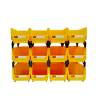 12 Piece Stackable Storage Bin Organizer Set with Dividers and Labels for Tools Parts Desk Storage