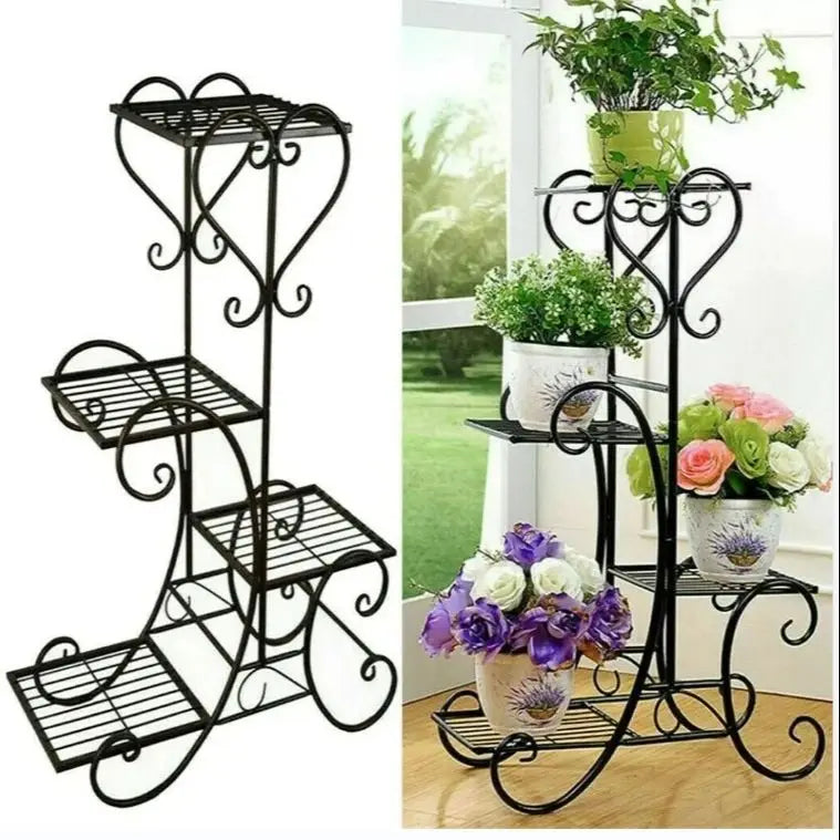 4 Tier Metal Plant Stand Indoor Outdoor Flower Pot Display Rack Black White