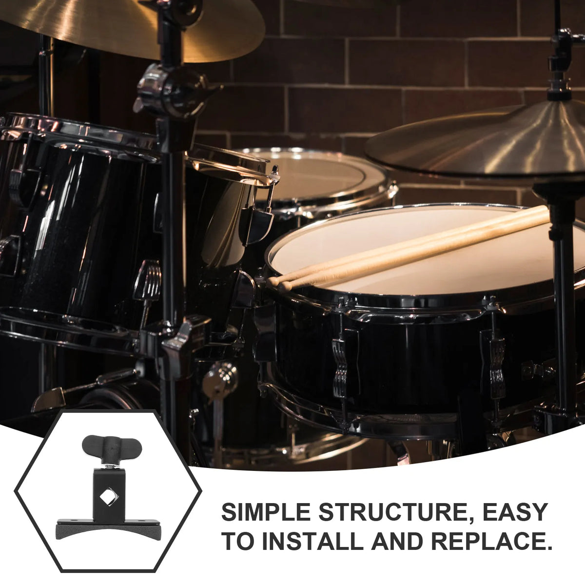 Adjustable Drum Hoop Clamp with Padded Mounting Bracket for Snare Tom and Bass Drums