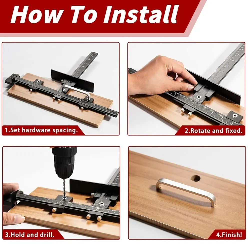 Adjustable Cabinet Hardware Jig Drill Guide 40cm Aluminium Locator for Handles Knobs and Drawers