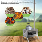 Portable Stainless Steel Camping Wood Stove with Chimney Pipes for Outdoor Cooking and Camping Use