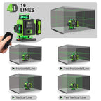 Rechargeable 16 Line Laser Level with APP Remote, Power Display and Adjustable Tripod